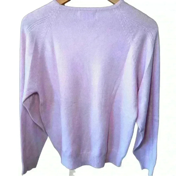 NWT 80's‎ VTG Pink Belford 100% Cashmere Cable Knit Sweater Women's Size Large - Picture 3 of 5